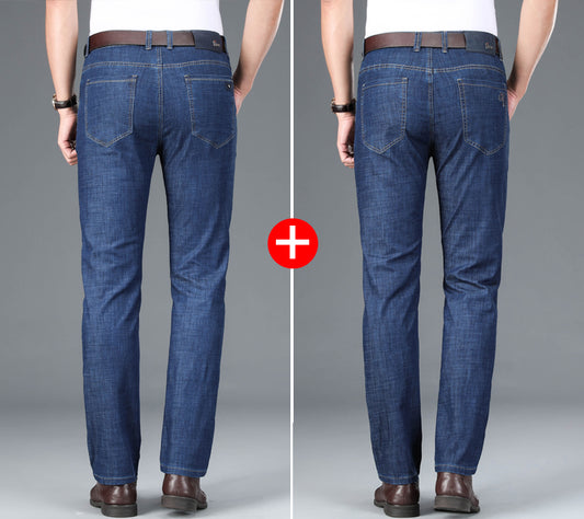 Pantalones Vaqueros Hombre Verano Ice Silk Ultradelgados Rectos Elásticos