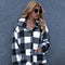 Chaqueta Camisa Oversized a Cuadros con Botones para Mujer