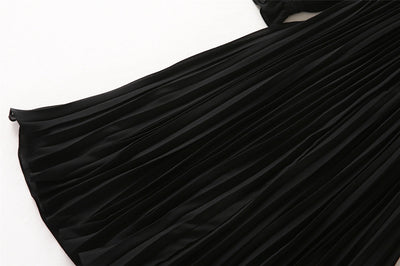 Vestido Plisado de Encaje Reforzado Largo Medio - Image 9