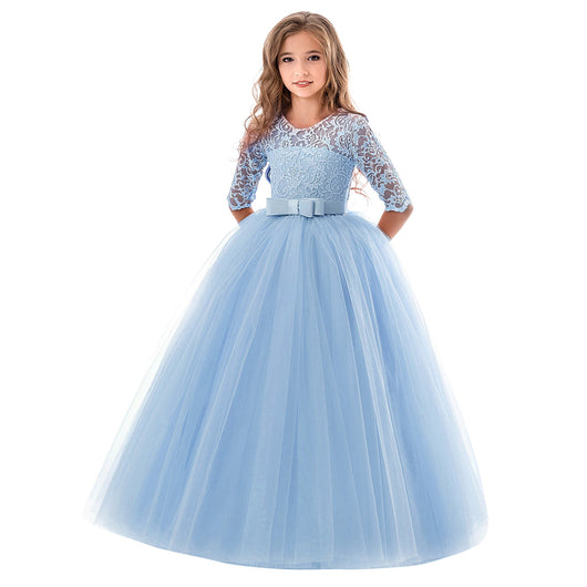 Vestido Princesa Acolchado de Manga Larga para Niñas - Image 7