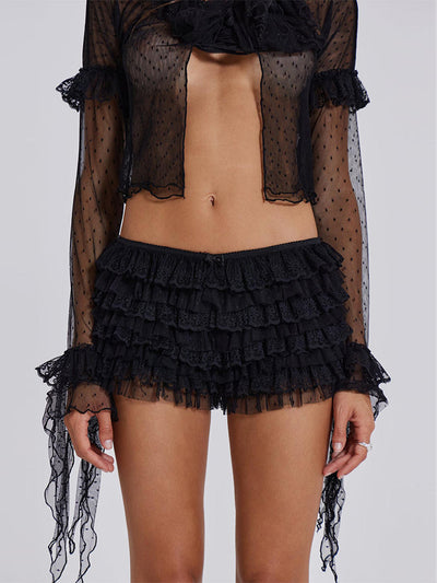 Shorts Casuales con Encaje y Lunares Negros - Image 9