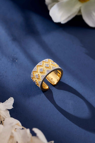 Anillo Estrella Bicolor Ancho Estilo Europeo y Americano - Image 8