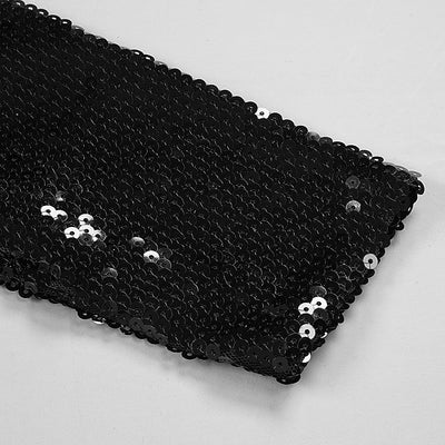 Vestido Envolvente de Lentejuelas con Hombro Descubierto y Manga Larga - Image 10