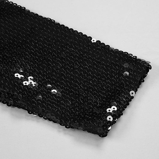 Vestido Envolvente de Lentejuelas con Hombro Descubierto y Manga Larga - Image 10