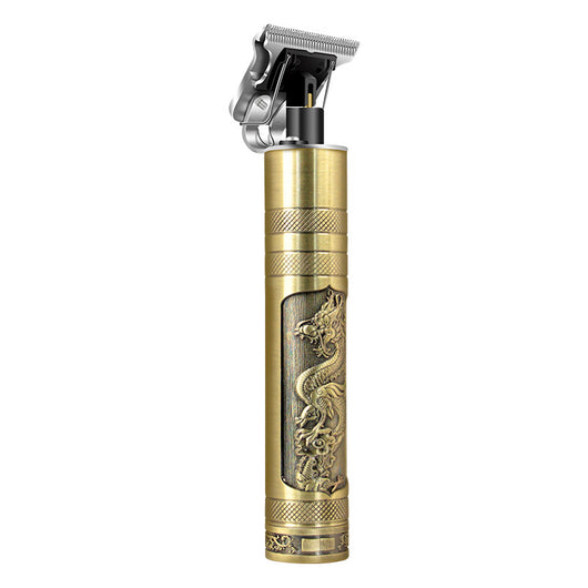 Professional electric hair clipper with gold T-blade, bronze and silver decorative handle, and black wrist strap. - Image 17