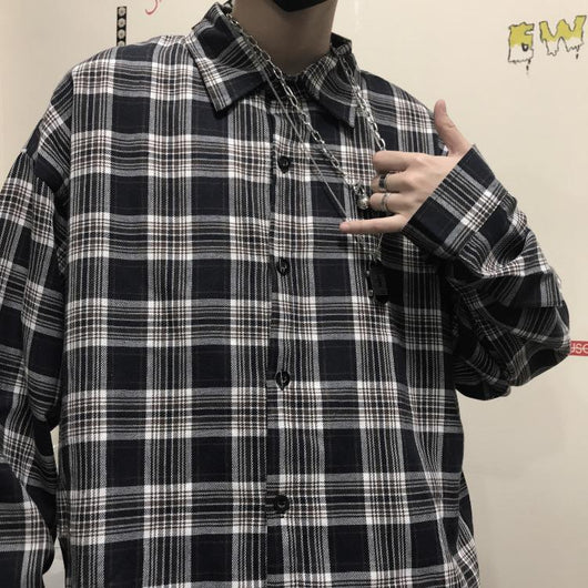 Camisa a Cuadros Vintage Holgada de Manga Larga - Image 3