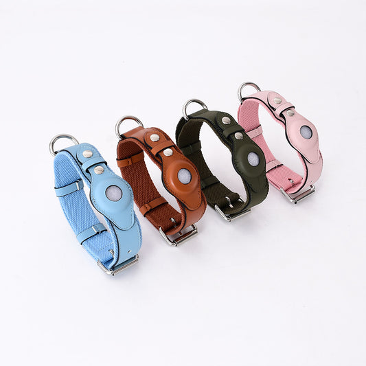 Collar de Cuero Protector con Localizador AirTag para Mascotas