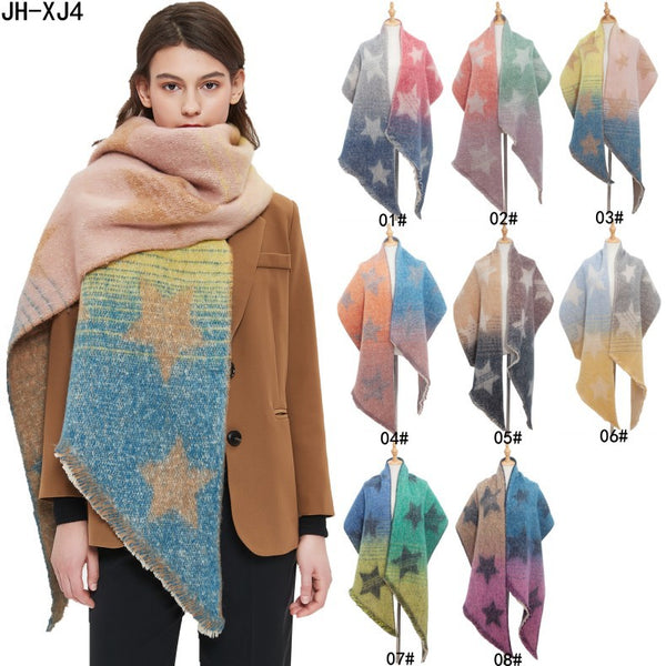 Chal Cálido Mujer Tejido Jacquard Combinado Otoño Invierno XINGX