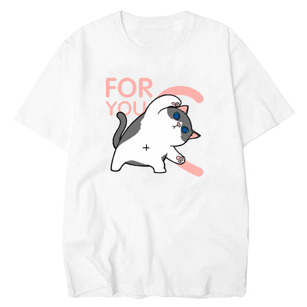 Playera Suelta con Estampado Cat Love