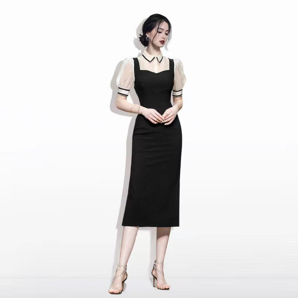 Vestido Midi con Panel de Cuello Entallado - Image 4