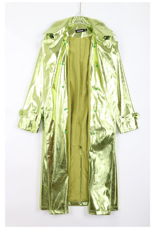 Impermeable Brillante de Cuero Patentado Largo - Image 7