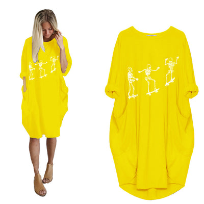 Vestido Holgado de Manga Larga con Estampado Temático y Bolsillos - Image 27