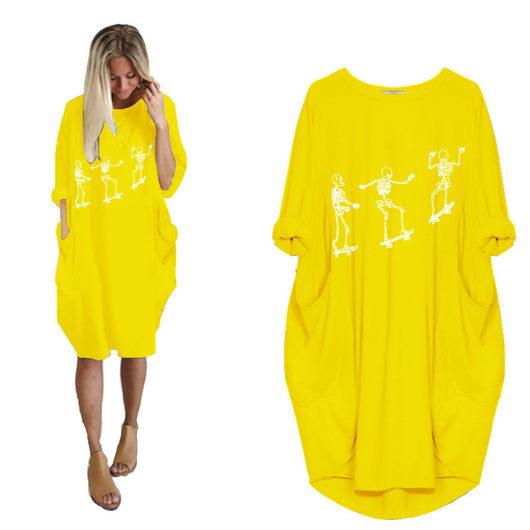 Vestido Holgado de Manga Larga con Estampado Temático y Bolsillos - Image 27