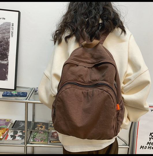 Mochila de Lona Lavada para Viajes y Uso Diario - Image 13