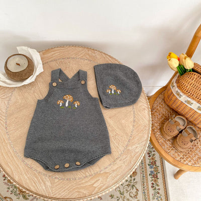 Peto Infantil con Bordado de Hongos + Gorro Juego para Bebés - Image 15