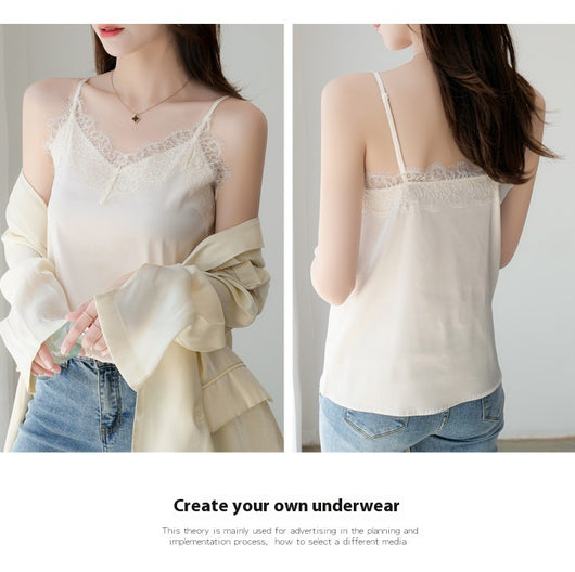 Camisola de Encaje para Pestañas en Seda Satinada para Mujer - Image 19