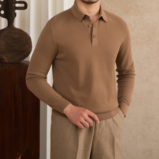 Polo de Cashmere Slim Fit con Solapa - Camisa Casual de Manga Larga - Image 2