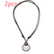 Double circle hollow leather cord necklace Plateado 2pcs