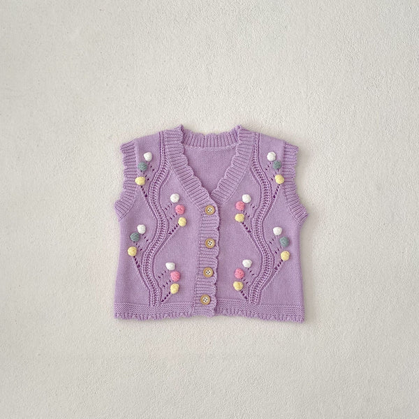 Chaleco Tejido Infantil Púrpura con Lunares - Image 6