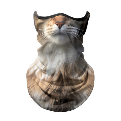 Yellow cat face ice silk neck gaiter with ear loops, designed for sun protection during outdoor sports like cycling. - Image 8