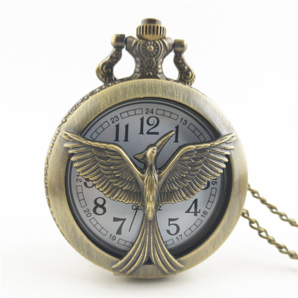 Reloj de Bolsillo Vintage con Diseño de Pájaro y Flecha Antiguo