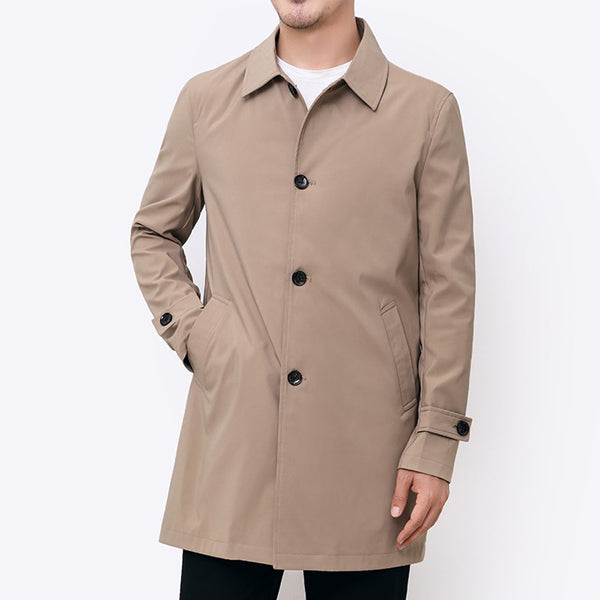 Abrigo Casual de Solapa Larga para Hombre - Cortavientos Versátil
