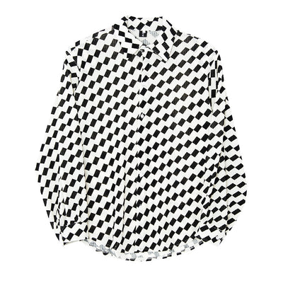 Camisa de Manga Larga Cuadros Blanco y Negro para Hombre - Image 9