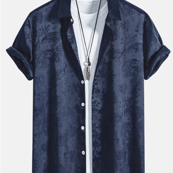 Camisa Suelta Estampada Moderna para Hombre