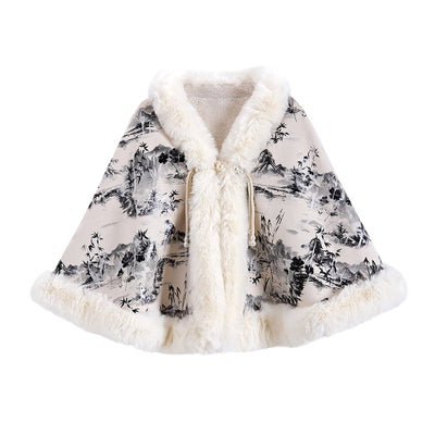 Poncho Étnico Invierno con Cuello de Pelaje Grande - Oferta Especial - Image 8
