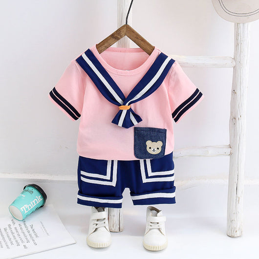 Conjunto Infantil Estilo Western Cuello Barco Manga Corta Verano - Image 6