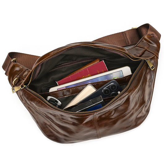 Bolsa de Pecho de Cuero Genuino para Hombre - Grande y Versátil - Image 34