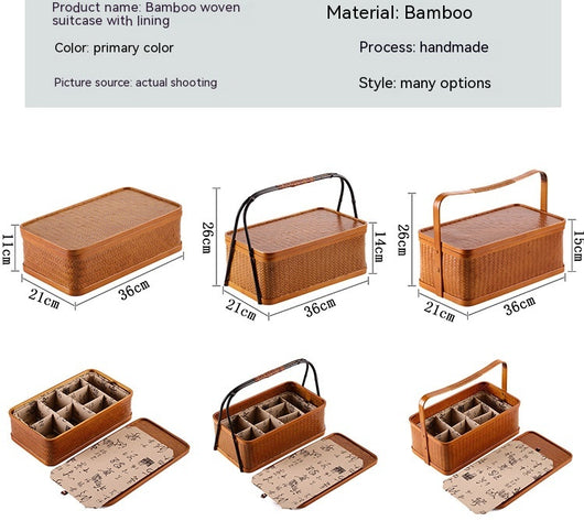 Contenedor Hermético de Bambú Rectangular Doble Capa con Tapa - Caja Portátil para Alimentos y Té - Image 17