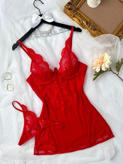 Pijama Sensual de Tul Transparente con Encaje y Recortes para Mujer - Image 14