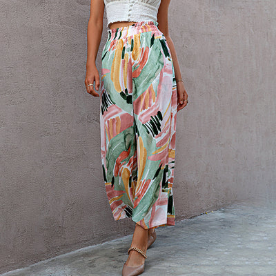Pantalones Anchos de Seda Láctea Verde Oliva