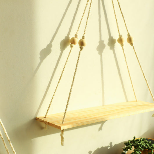 Repisa de Pared Tejida en Algodón con Base de Madera Natural - Image 4