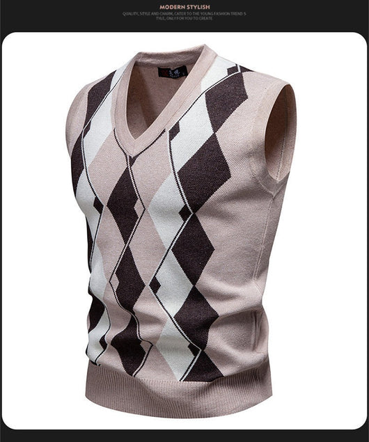 Suéter Tejido Jacquard para Hombre - Chaleco Cuello V - Image 25