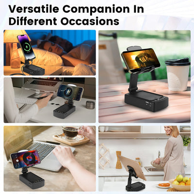 Soporte Plegable para Teléfono con Parlante Inalámbrico, Power Bank y Carga Rápida - Image 8
