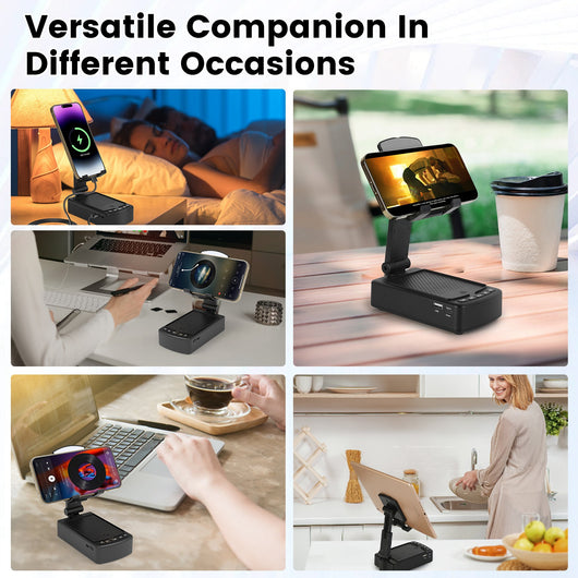 Soporte Plegable para Teléfono con Parlante Inalámbrico, Power Bank y Carga Rápida - Image 8