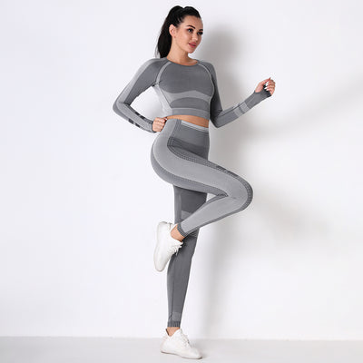 Conjunto de Yoga Tejido Transpirable sin Costuras Manga Larga - Image 13