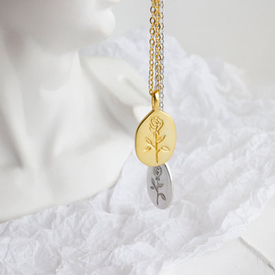 Collar Geométrico de Rosa con Dije Redondo para Mujer - Image 10
