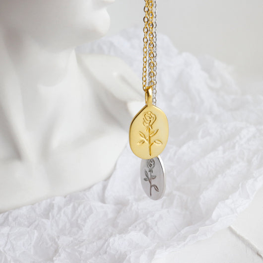 Collar Geométrico de Rosa con Dije Redondo para Mujer - Image 10