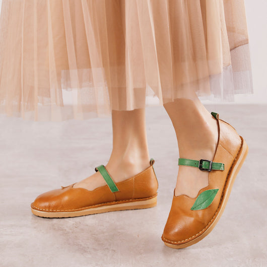 Zapatos Retro para Mujer con Punta Redonda y Boca Baja - Primavera y Verano