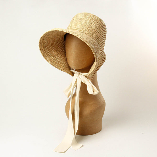 Sombrero Retro de Ala Ancha Tejido a Mano en Rafia