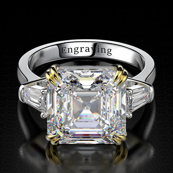 Anillo Cuadrado de Plata S925 Lujo Europeo y Americano