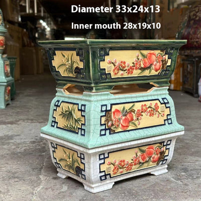 Maceta Artesanal de Cerámica con Diseño Floral Cuadrangular - Image 10