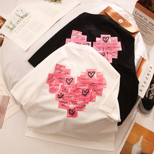 Playera Estampada Alfabeto Cartoon para Parejas - Unisex Manga Corta - Image 2