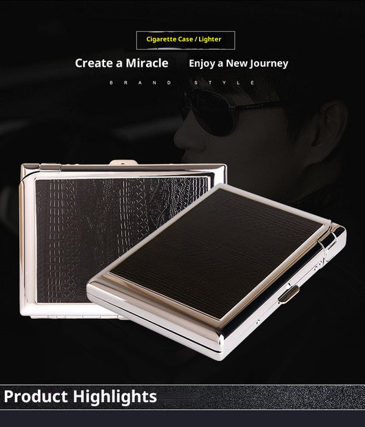 Estuche Premium para Cigarrillos en Cuero con Encendedor Resistente al Viento - Image 8