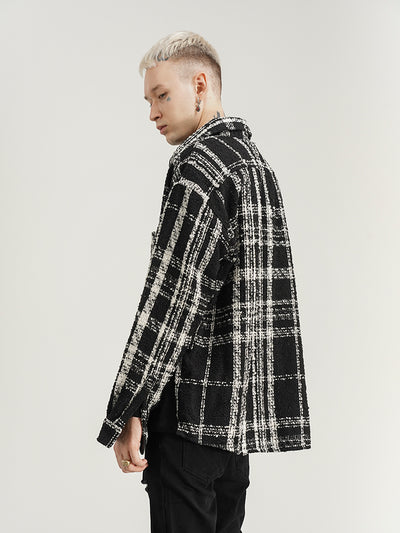 Camisa Chaqueta de Lana Cuadros Blanco y Negro Unisex - Image 11