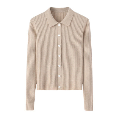 Cardigan de Cachemira Corto para Mujer - Cuello Solapa Otoño Temprano - Image 3
