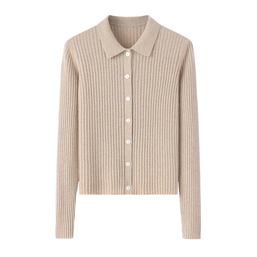 Cardigan de Cachemira Corto para Mujer - Cuello Solapa Otoño Temprano - Image 3